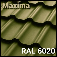 Металлочерепица MAXIMA™  0,45 мм| Ral 6020 |лист (1195 мм х 2250) 2,689 м кв|